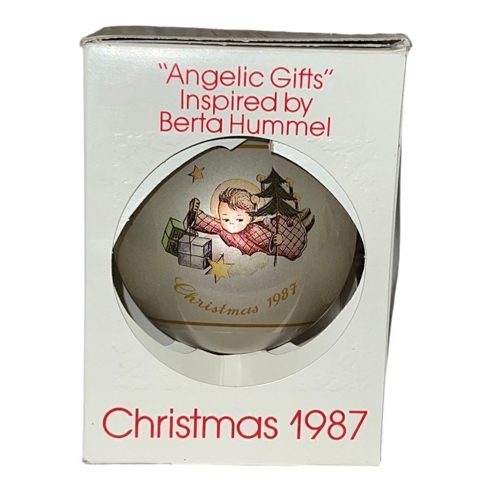 Schmid Berta Hummel Angelic Gifts 1987 Christmas Glass Ornament W Box